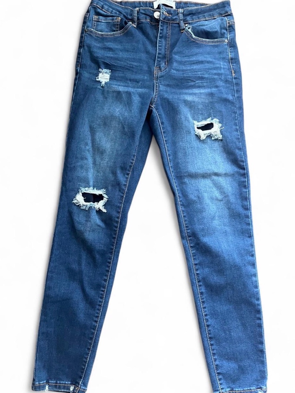 Medium -Rise Distressed Women’s Jeans - Blue